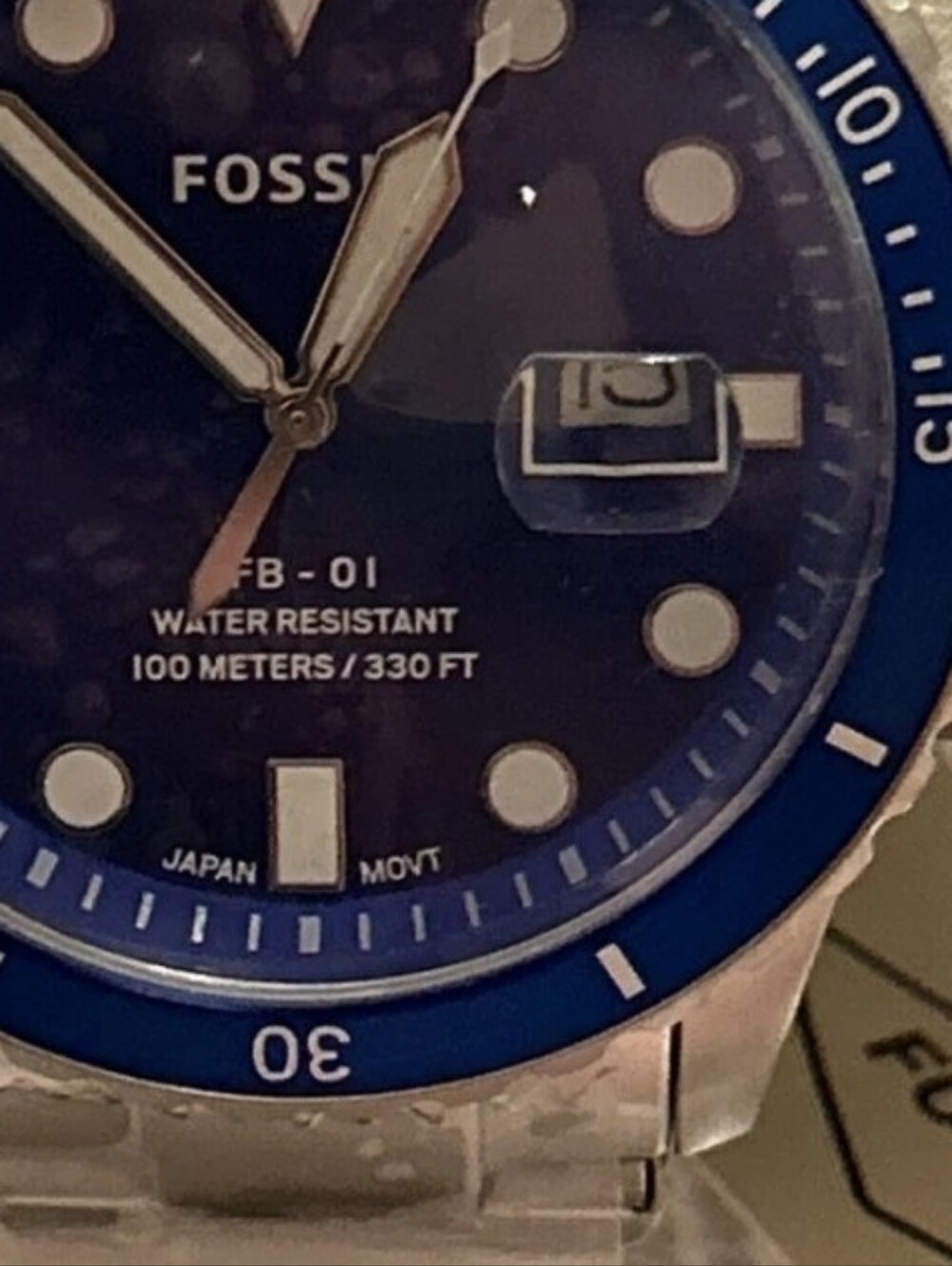Fossil* Blue Stainless Steel Dive Watch. Mens Water Resistant - Picture 4 of 16